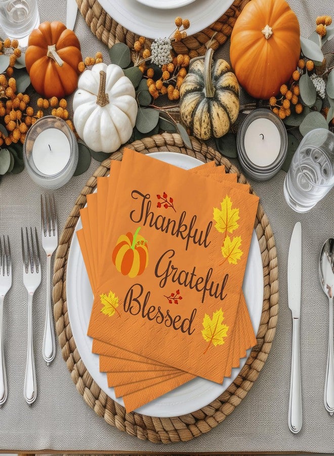 OHOME Thanksgiving Napkins | Thanksgiving Table Decor for Indoor Outdoor - Friendsgiving Party Decorations Favors Supplies for Dinner,Fall Tissue Plates Paper Disposable Placemats - Image 3